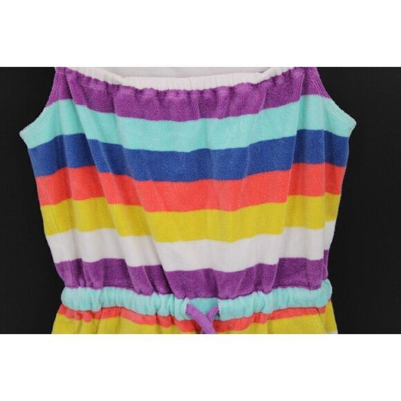 MINI BODEN KID GIRL RAINBOW STRIPE TERRY TOWELLING SUMMER ROMPER CLOTHES 7-8 - Picture 3 of 9